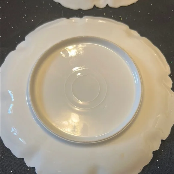 ⭐️⭐️Set of 4 Floral Scalloped Gold Dessert Plates